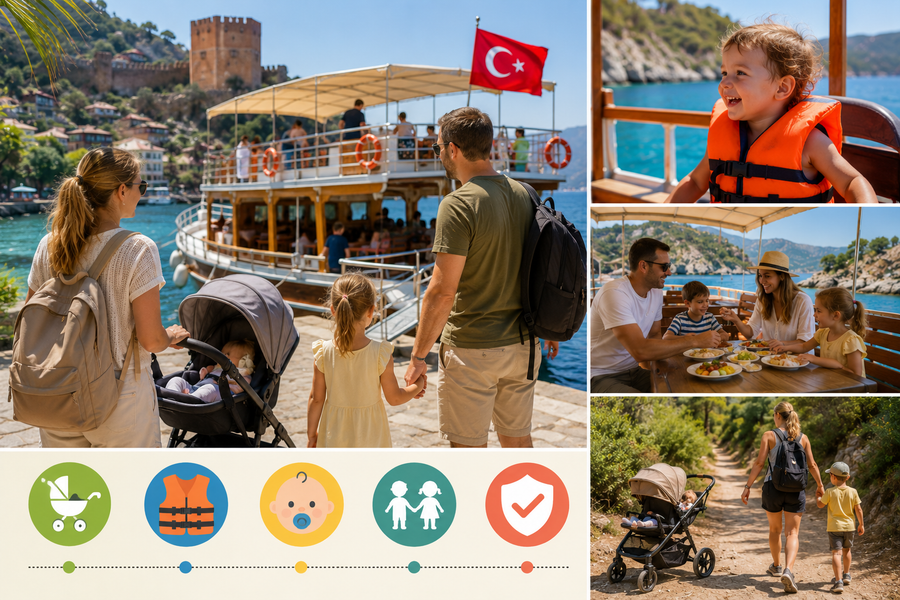Alanya'da çocuklu ailelerin katıldığı güvenli tur aktivitesi