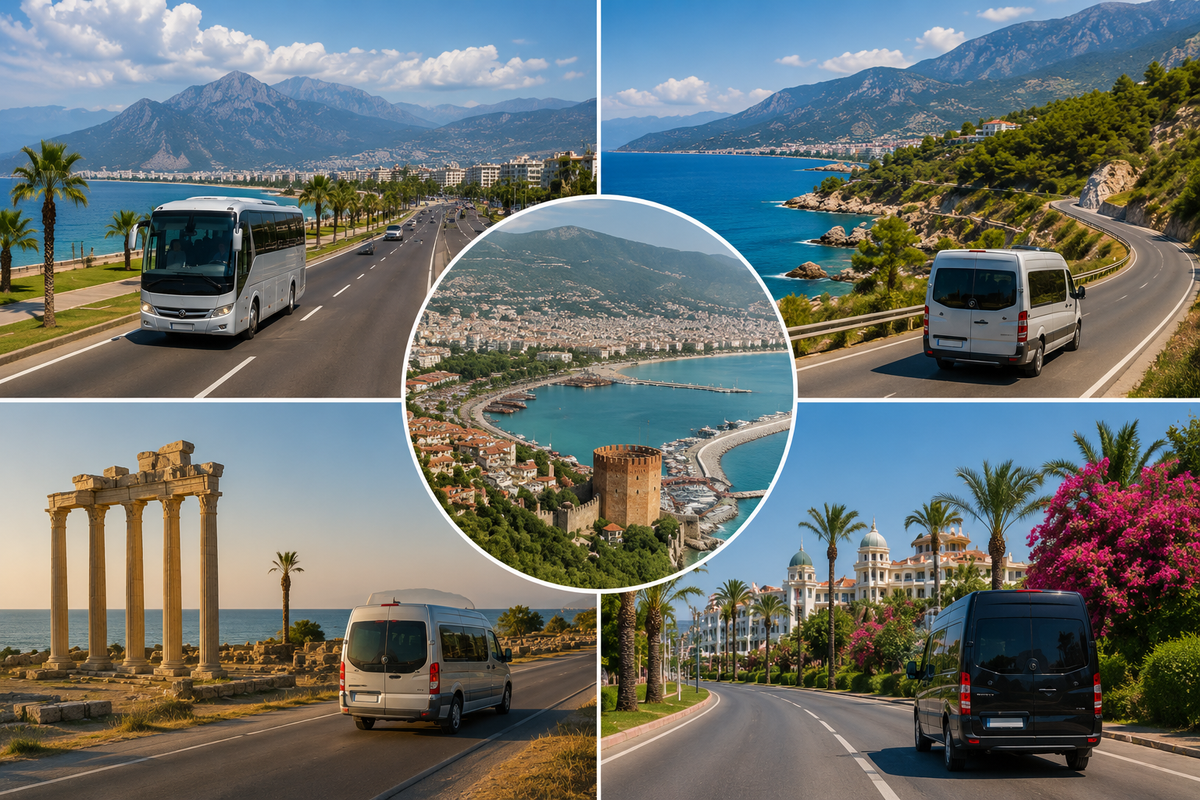 Map showing travel access to Alanya tours from Antalya, Kemer, Side and Belek
