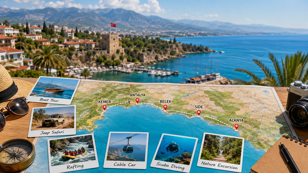 Antalya bölgesindeki tatil beldelerinden turlara katılım haritası