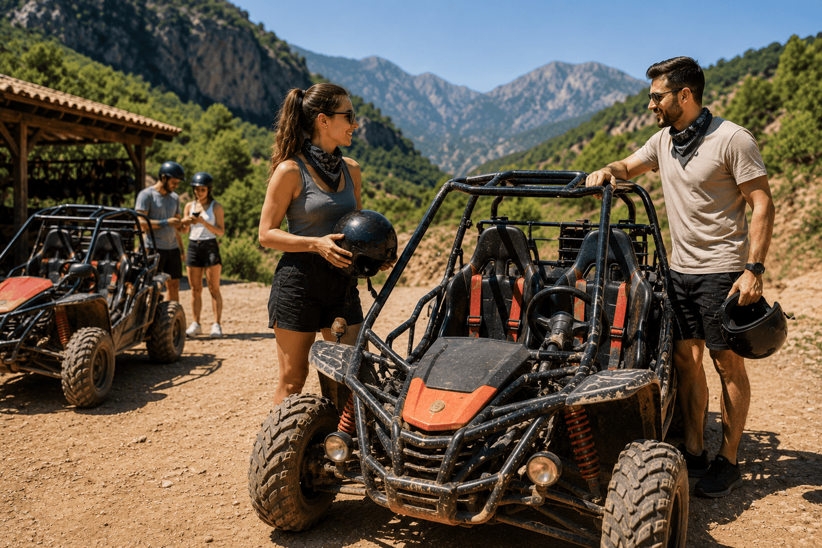 Teilnehmer fährt einen Buggy während der Buggy-Safari-Tour