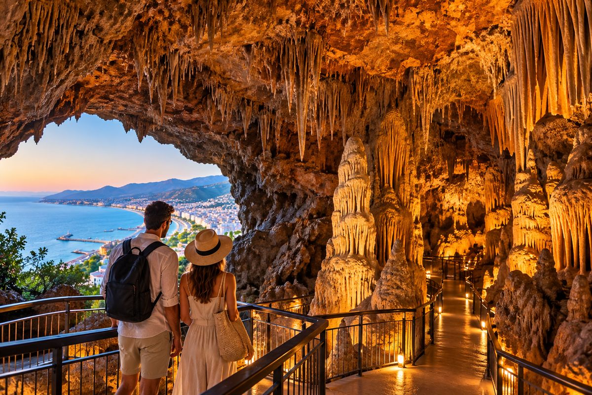 Interior view of Damlataş Cave in Alanya