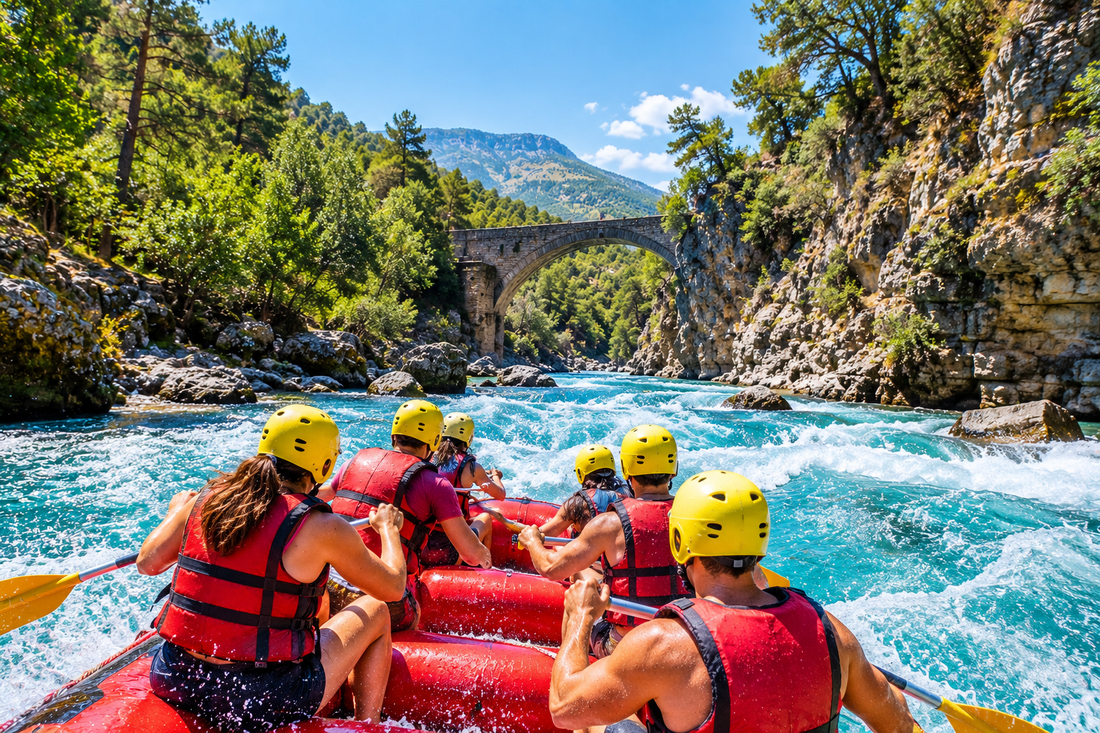 Kemer'den Köprülü Kanyon'a rafting turunda katılımcılar