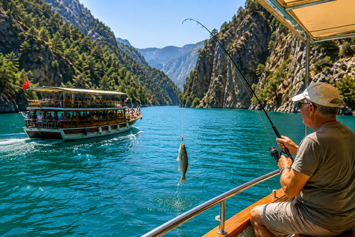 Side Green Kanyon turunda tekne gezisi ve balık tutma
