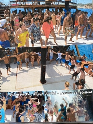 Alanya Catamaran Boat Tour with swimming breaks, music, sea views and Mediterranean coastline