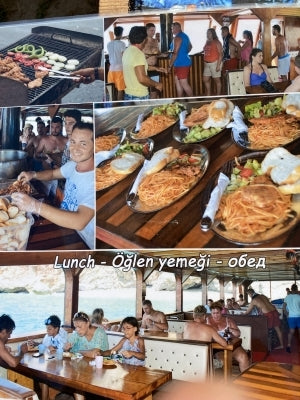 Alanya Catamaran Boat Tour with swimming breaks, music, sea views and Mediterranean coastline