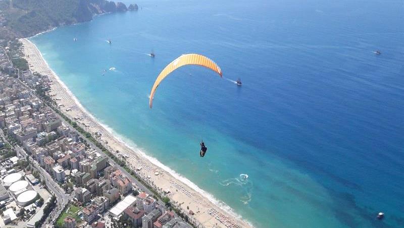 Alanya Paragliding Tour with Cleopatra Beach views, tandem flight and Mediterranean coastline