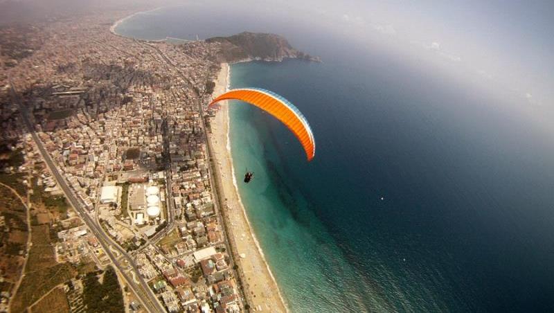 Alanya Paragliding Tour with Cleopatra Beach views, tandem flight and Mediterranean coastline