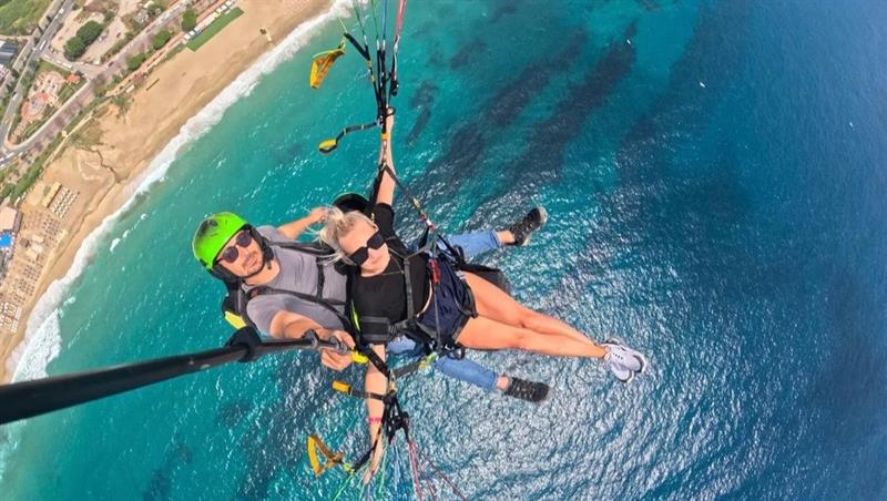 Alanya Paragliding Tour with Cleopatra Beach views, tandem flight and Mediterranean coastline