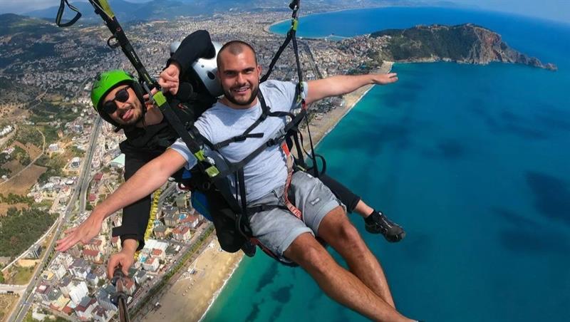 Alanya Paragliding Tour with Cleopatra Beach views, tandem flight and Mediterranean coastline