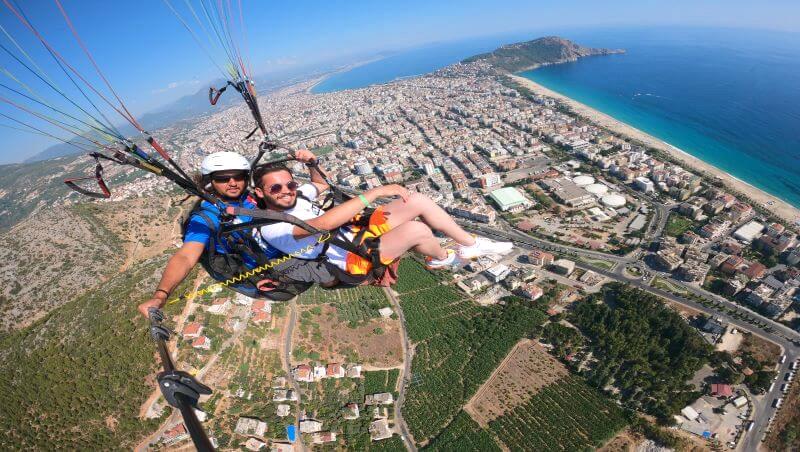 Alanya Paragliding Tour with Cleopatra Beach views, tandem flight and Mediterranean coastline